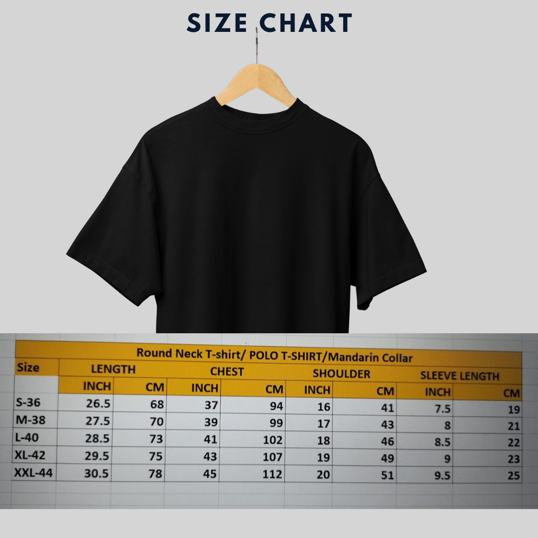 Size Chart of Wabi Sabi Tshirt